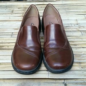 Clark's Brown Leather Slip On Loafers Size 9M